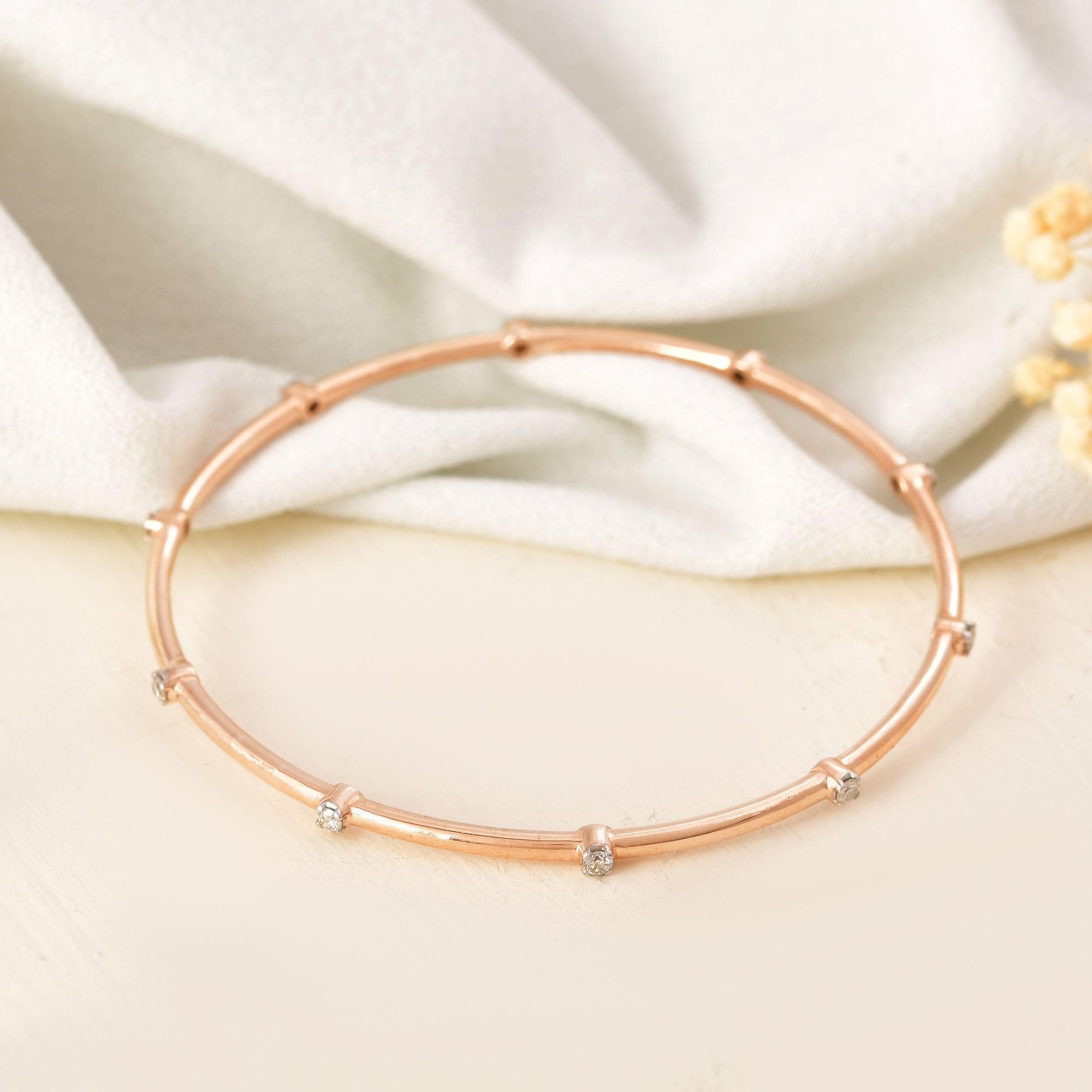 14K Rose Gold Diamond Bangle - Women's Luxury Bracelet
