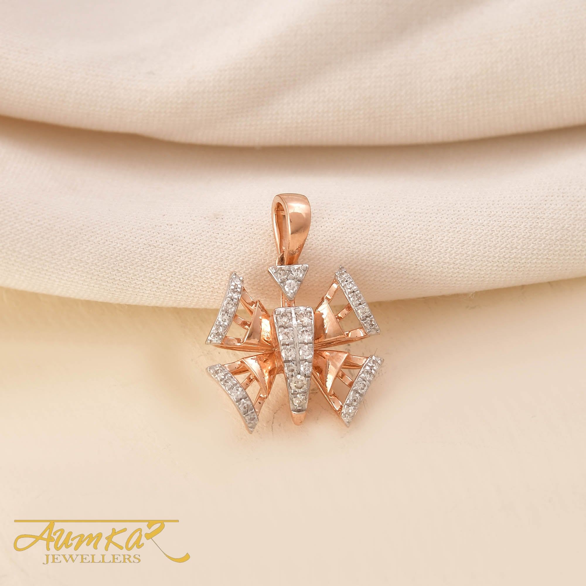 14K Rose Gold Diamond Star Pendant For Women