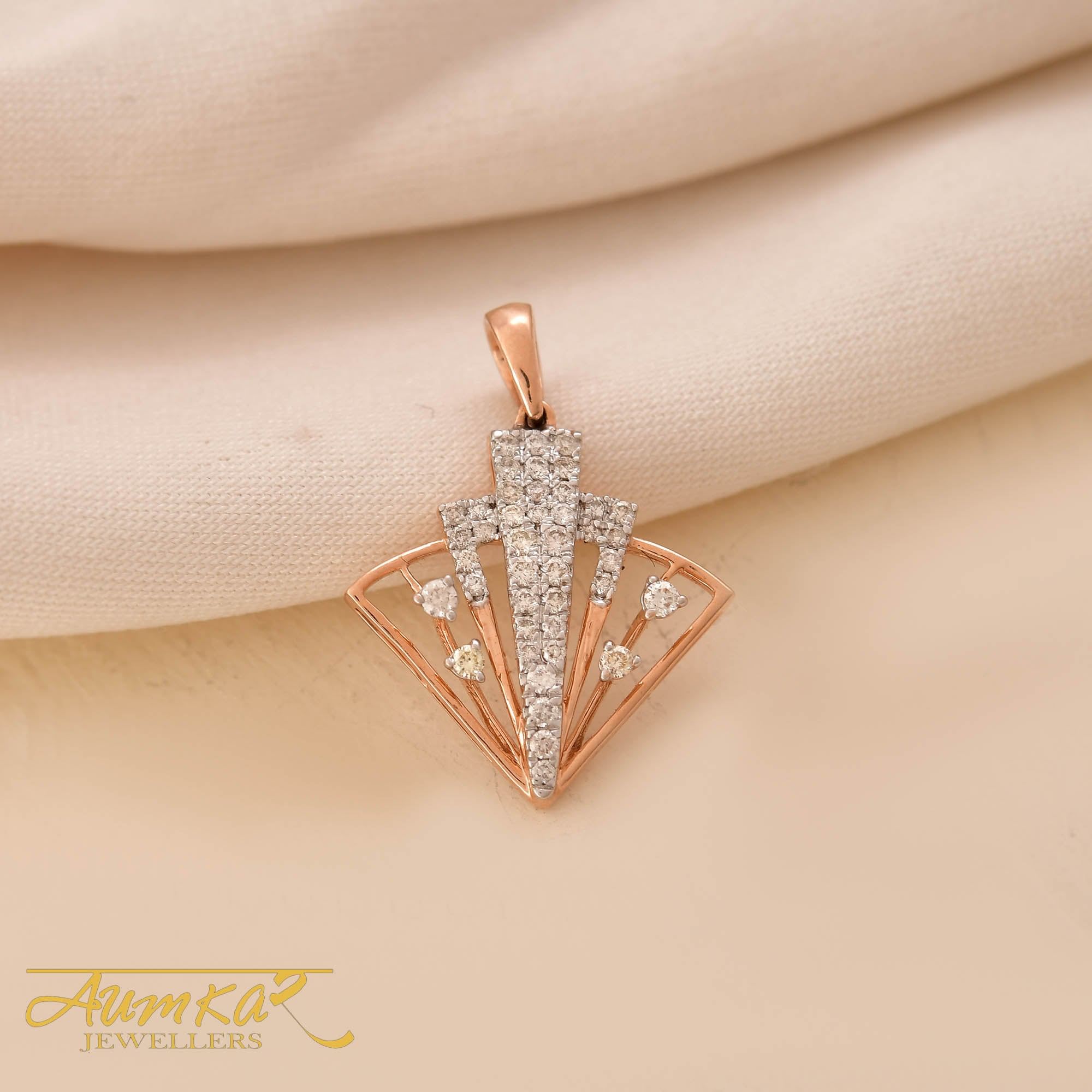 14K Rose Gold Diamond Cross Pendant For Women